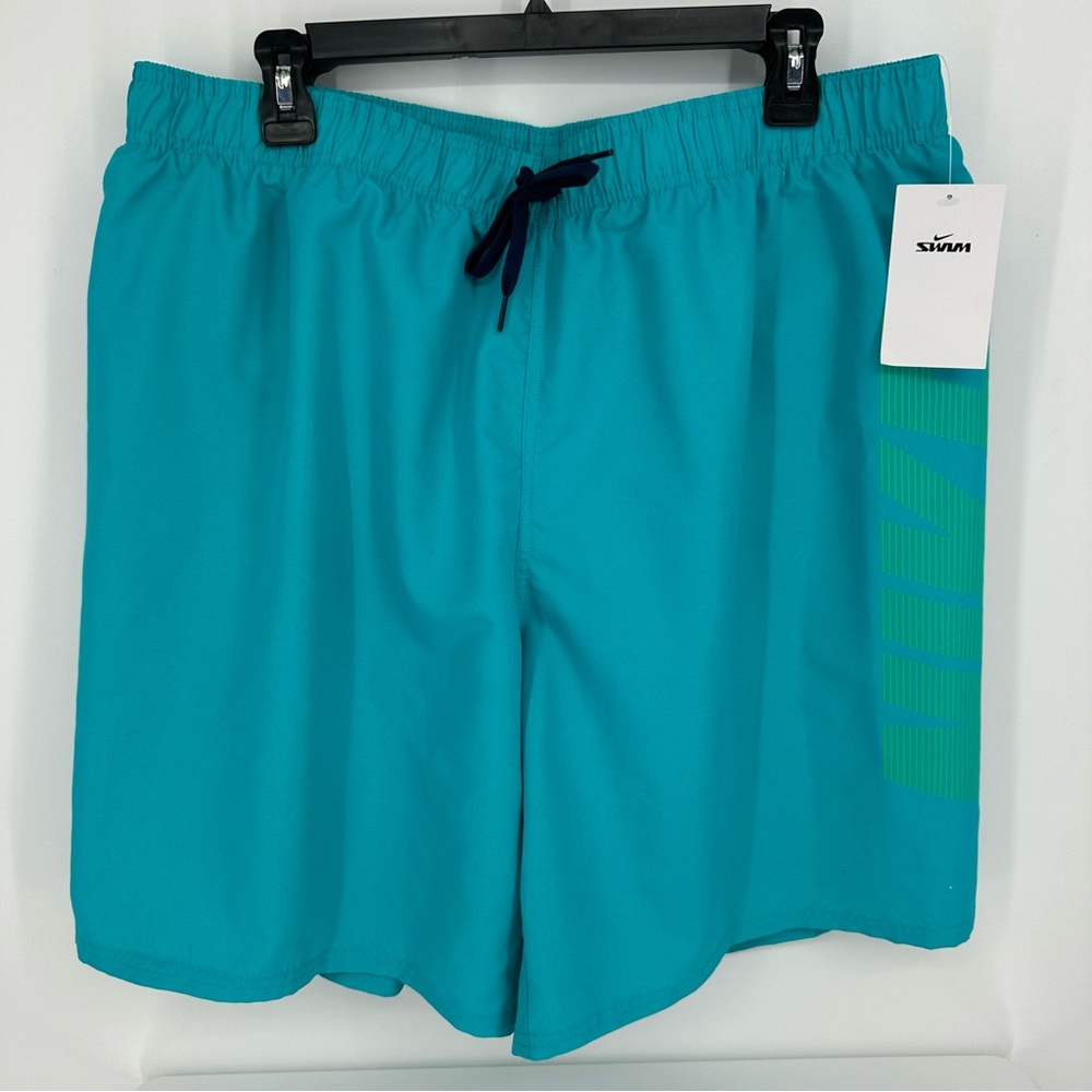 Nike Mens Quick Dry Spell Out Swim Volleyball Shorts Blue NESSA570-376 Size XXL